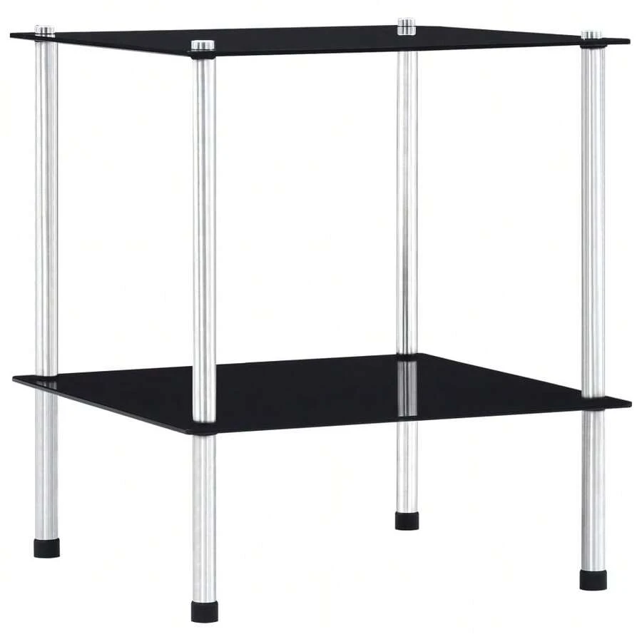 vidaXL Estante para 2 ebenex negro 40x40x47 cm verde trempé - Negro - Ver 1