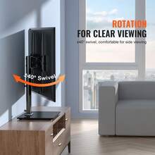 TV Stand Mount, Swivel Universal TV Stand For 32 To 55 Inch TVs, Height Adjustable Portable Floor TV Stand With Tempered Glass Base For Bedroom, Living Room - 黑色 - 查看 4