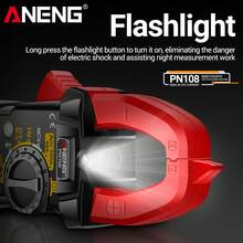 Pinza Amperimétrica Voltímetro Multímetro Aneng Pn108, 6000 Conteos Comprobador Resistencia Capacitancia Temperatura Hz NCV Detector De Corriente Amperimetro Gancho - Rojo - Ver 9