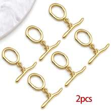 2pcs Real 18K Gold Plated OT Toggle Clasp Toggle Jewelry Clasps Oval Rings T Bar Links For Jewelry Making Supplies DIY Necklace Bracelet Crafts Women - Gold - View 12