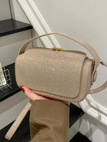 新款时尚纯色高端奢华方形手提包，欧美风女士百搭晚宴包，适合送给女朋友，日常购物、通勤、上学、单肩斜挎皆宜。 - 彩色 - 查看 18