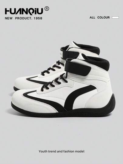  Zapatillas de carreras de caña alta para hombres HUANQIU - Nuevo estilo, suela blanda, ligeras, zapatos de boxeo de moda, zapatos deportivos casuales multifuncionales, aptos para todas las estaciones, zapatos deportivos con cordones, uso casual