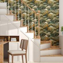 1 rollo de papel tapiz vintage con diseño abstracto de árboles forestales, película decorativa exquisita, adecuada para decorar salas de estar y dormitorios, diversos papeles tapiz para decoración de paredes, renovación de paredes de gabinetes, fácil de instalar, película artesanal - Multicolor - Ver 5