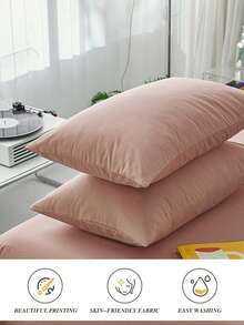 1 chiếc vỏ gối trang trí cỡ nhỏ, màu xám hồng trơn, chống xù lông, thoáng khí, kiểu Nhật Bản, dùng được cả bốn mùa, phù hợp cho giường đơn/đôi/nữ hoàng/vua. - Bụi hồng - Xem 4