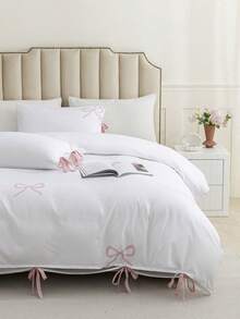 2件/3件粉色蝴蝶结图案床上用品套装（1个被套+2个枕套，不含被芯），采用优质涤纶面料，柔软亲肤，适合主卧、客房及其他卧室，四季皆宜，是理想的礼物。 - 彩色 - 查看 10