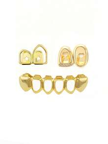 1 Bộ trang sức răng giả bằng đá Zirconia rỗng, phụ kiện thời trang dự tiệc, quà tặng ngày lễ cho cả nam và nữ. - Nhiều màu - Xem 9