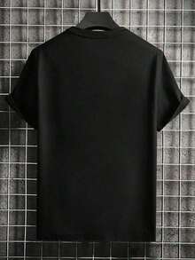 Camiseta de Hombre con Estampado Gráfico, Diseño Divertido, Manga Corta y Cuello Redondo, Ropa Casual Adecuada para Todas las Temporadas - Negro - Ver 5