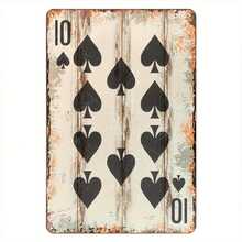 2D Flat - Retro Poker Metal Sign - 10 Square Poker Wall Decoration, Rustic Iron Art 2D Flat Design, Ideal Gift For Gamers And Collectors, Perfect For Cave Or Home Decoration, 12x8inch Durable Wall Art, Game Room Decoration| Retro Poker Theme| Durable - Multiple - View 2