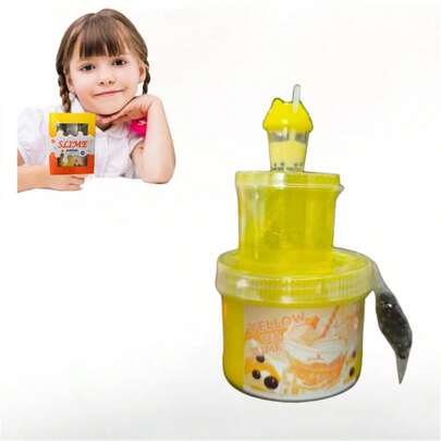 Bubble Tea Boba Slime, Stretchy, Non-Sticky Clear Slime Kit For Kids, Thick And Glossy Textured Slime Birthday Gift & Cute Party Favors