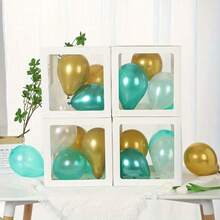 Một hộp đựng bóng bay trong suốt màu trắng, kích thước 9,85 inch, hoàn hảo để trang trí tiệc tùng, làm đạo cụ chụp ảnh và gói quà tặng. - trắng - Xem 8