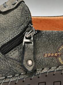 Salkin 经典设计师手工男士乐福鞋，纯色仿麂皮鞋面，侧拉链，休闲一脚蹬鞋，内衬柔软舒适，防滑橡胶外底，适合户外散步和驾驶 - 灰色 - 查看 8