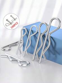 100PCS R-Type Fixed Pin. Classified As Spring Clamp Connection Pins, Opening Plug Pins, Closing Opening Pins. Suitable For Engineering Operations, Home Decoration, And Outdoor Repair Use. - Silver - View 11