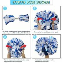 2PCS Plastic Cheerleading Pom Poms With Baton Handle Cheer Pomoms For  Adults Cheering Sports Team Spirit Party - 藍白 - 查看 6