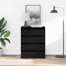 vidaXL Armoire à tiroirs Noir 60 x 41 x 76 cm Bois d'ingénierie - Noir - Voir 4