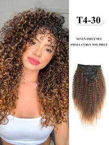 20 Inch Clip-In Wig - 140g Heat Resistant Synthetic Hair Black/Ombre Clip-In Curly Hair Extensions (7pcs Set) - Multicolor - View 11