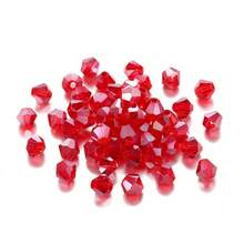 400pcs/Bag Shiny Glass Rhombus Beads, Pentagonal Loose Beads For DIY Jewelry, Bracelets, Earrings, Necklaces, Hair Accessories And Crafts - Glass Beads For Creative Projects - Red - View 1