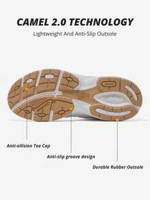 CAMEL CROWN Giày đi bộ nữ, hỗ trợ vòm chân thoải mái, giày thể thao chạy bộ, chống trơn trượt, phù hợp cho tennis và tập gym. - Ngà voi/vàng - Xem 6
