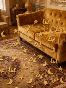 Shiny Star & Moon Confetti - Gold & Silver Glitter Paper And Foil Mix, Star & Moon Metallic Foil Confetti Tabletop Decor, Dreamy Moon And Stars Combination, For Table Decor, Party Decor, Home Decor, Room Decor, Suitable For Festivals, Birthdays, Weddings, Ramadan, Eid, Holidays, New Year And All Celebrations - Multicolor - View 2