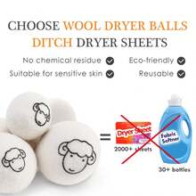 6pcs Reusable Wool Dryer Balls, Natural Fabric Softener, Laundry Dryer Accessories, Help Reduce Static And Shorten Drying Time, Gentle On Clothes, Ideal For Daily Home Laundry, Perfect For Dorm, College Student, Laundry Room Essentials - Multicolor - View 10