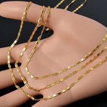 14k Gold Plated Copper Chain Necklace, Minimalist Design, Women - Gold 1 - View 3
