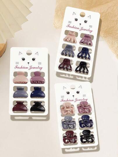 彩色小爪夹，侧刘海发夹，头顶发夹，女士发卡