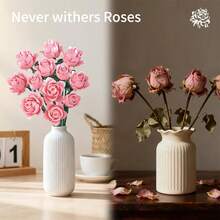 500+Pcs Red Pink Roses Bouquet Building Set, Artificial Flowers Botanical Collection Blocks Kit DIY Fake Roses For Adults Women Valentines & Mother's Day Girlfriend Gifts - Home Decor Creative Artistic Desktop Decorations - Multicolor - View 8