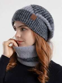 1顶/2顶 男女通用双色加厚保暖护耳针织帽，适合日常出行、骑行、徒步、滑雪