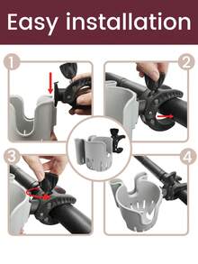 1PC Black & Grey & Pink ABS Universal 2-In-1 Cup & Phone Holder , Compatible With Most Strollers, Bikes, And Mobility Aids - Multicolor - View 4