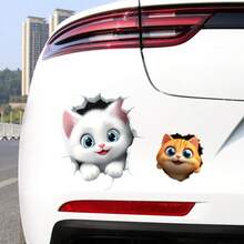 Pegatina de carro grande de 23 cm con diseño de gato de dibujos animados, cubierta creativa para arañazos en el parachoques y la carrocería - Multicolor - Ver 1