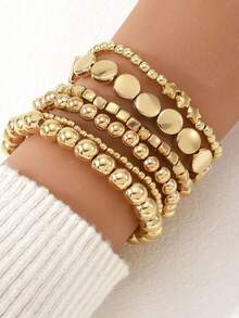 1 Set Minimalist Faux Pearl Jewelry Set, Geometric Beaded Bracelet - Bracelet - View 1