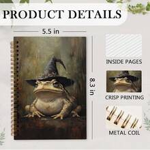 Nvucamd Gothic Frog Spiral Notebook, Witchy Moody Frog Journal Notebook, Witchy Frogs Themed Journaling Notebooks, Gothic Halloween Frogs Gifts Office Supplies, 5.5x8.3Inch - Frog - 查看 8
