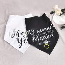 1pc Pet Triangular Bandana Bib, Dog Cat Triangle Scarf Collar, Suitable For Engagement Party, Wedding And Other Occasions, My Owner Is Getting Married - Multicolor - View 7