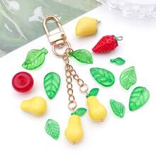 50 件装亚克力迷你绿色透明小叶子水果系列套装，适用于 DIY 手工耳环串珠饰品配件。 - 均碼 - 查看 5