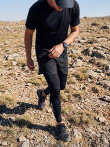 二合一男士户外长裤，抽绳腰带，可转换成短裤，适合运动、健身、跑步 - 黑色 - 查看 5