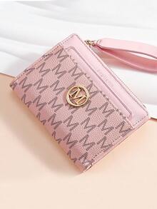 European & American Lychee Texture Minimalist Women Wallet, High-Quality Elegant Bifold Card Slots Zipper Coin Purse