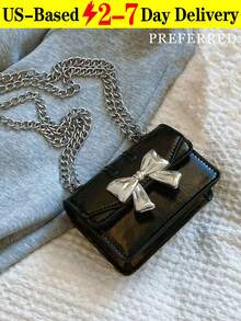 A New Fashionable Mini Square Bag For Fall And Winter Season, Hardware Bow Decoration, Flap Opening,Mini Shoulder Bag, Handbag, Crossbody Bag,Stylish And Portable, Compact And Practical, The Best Gift Choice - 彩色 - 查看 1