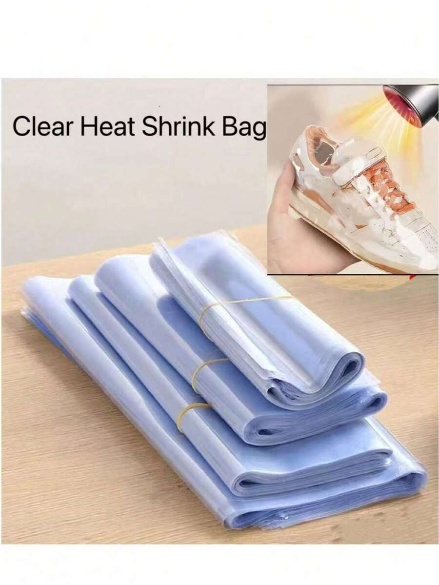 100pcs PVC Heat Shrink Bags, Transparent Sealing Film, Size 25x35cm/30x40cm, Dust-Proof, Suitable For Packaging, Storage, Home And Office