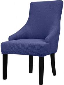 Stretch Wingback Chair Cover - Reusable Side Chair Slipcover, Accent Chair Protector Dining Room, Banquet, Home Decor (Silver, 2PC) - 01 T-shaped Twill Navy - View 1