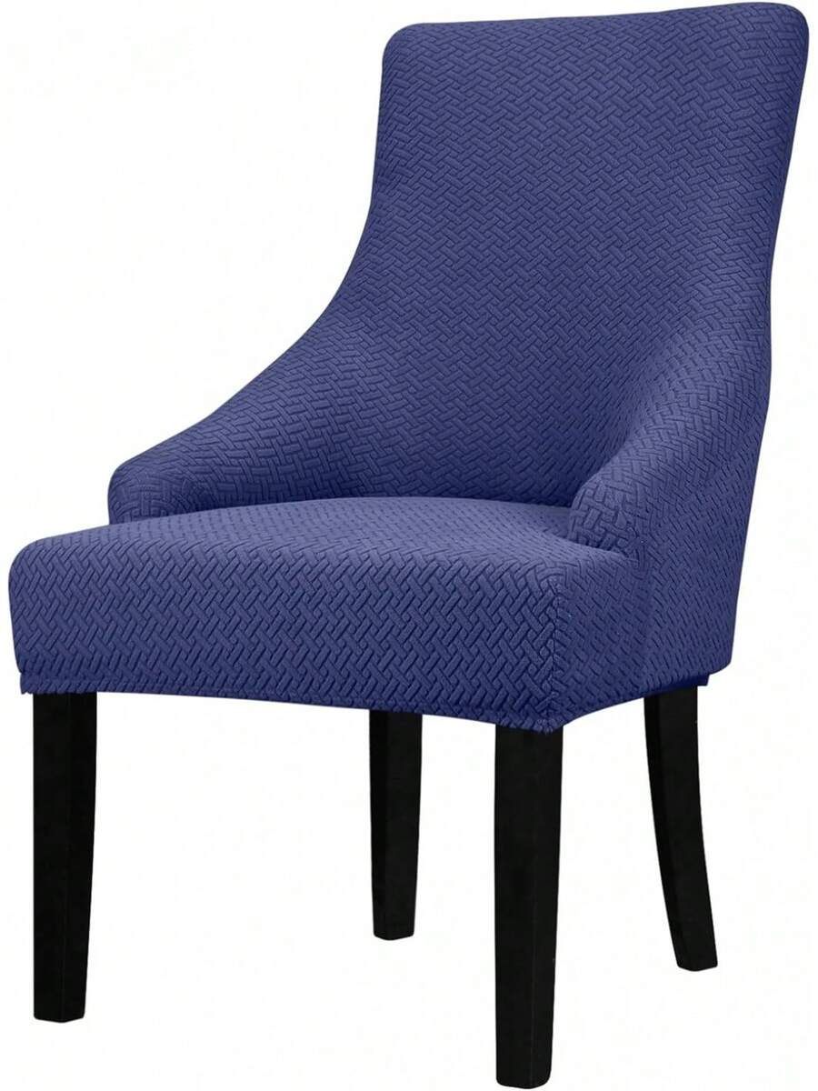Stretch Wingback Chair Cover - Reusable Side Chair Slipcover, Accent Chair Protector Dining Room, Banquet, Home Decor (Silver, 2PC) - 01 T-shaped Twill Navy - View 1