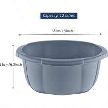 Best House Round Basin Kitchen Washing Up Bowl 12 Litres Gray 2pcs Multipurpose Bath Tub/Washing Tub For Kitchen Bathroom And Household Use Pack Of 2, Bathroom Basin, Modern Kitchenware, Compact Storage Solution, Durable Plastic Bowl, Highquality - Gray - 查看 3
