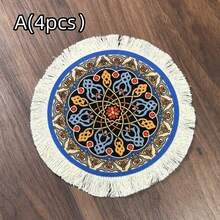 4PCS Bohemian Fringed Fabric Table Pad Coffee Mat For New Year Valentine Ramadan Kitchen Tabletop Decoration - Multicolor - View 17
