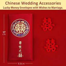 Chinese Red Envelopes For Wedding - 10 Pieces Traditional Double Happiness Lucky Money Envelopes Of Chinese Xi, Red Packets Gift For Chinese Wedding Accessories Hong Bao (8.8x17cm, G) - G - Xem 7