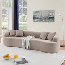 Oversized Sectional Sofa For Living Room, 104" Modern Luxury Plush Chenille Sofa 4-Seater Extra Deep & Wide Seat Curved Cloud Couch With 4 Throw Pillows, No Assembly Required - 棕色 - 查看 4