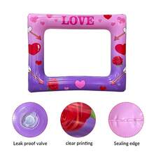 1个PVC创意心形相框，手持充气相框，节日装饰，派对/婚礼装饰道具，礼品 - 彩色 - 查看 11