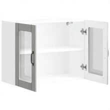 vidaXL Armoire murale de cuisine avec porte en verre Lucca gris béton - Gris - Voir 7