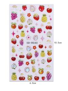 4pcs Spring/Summer Floral, Butterfly, Fruit 3D Nail Art Stickers, Vintage Delicate Design, 5D Exquisite Stickers, Suitable For Valentine's Day, Easter, Music Festivals, Wedding Season, Carnival Themes, Easy To Apply, For Nail Decoration, DIY, Holiday Gifts, Y2K Style Nails Nail Supplies - Multicolor - View 9