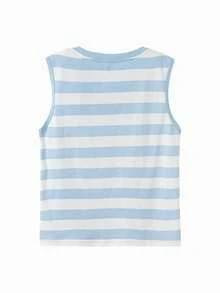 Balabala Unisex Sleeveless Top, Cool & Quick-Dry Fabric, Soft Touch Comfort, Summer Tank Top - White and Blue - View 2