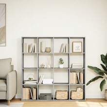 vidaXL Bibliothèque sonoma gris 137.5x29x137.5 cm wood engineering - Grigio - Visualizzare 3