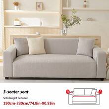 1 pieza Funda de sofá minimalista moderna y minimalista, funda de sofá todo incluido, terciopelo jacquard, resistente a mascotas, resistente a manchas y arañazos, se ajusta a sofás de 1 a 5 plazas (no incluye funda de almohada) - Gris Claro - Ver 12