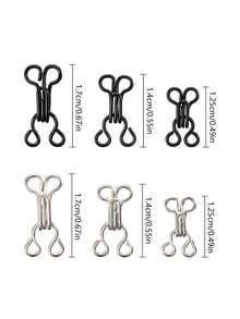 50sets-Sewing Clips For Fabric,Eye Hook,Hook And Eye Sewing, Multi-Purpose Clothes Buckle, Iron Sewing Hook & Eye Closure, Sewing Hook And Eye Fasteners, Suitable For Bras And Clothing, 3 Sizes (Silver And Black) - Multicolor - View 11